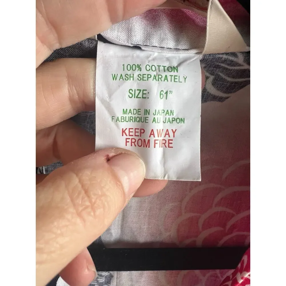 Japanese Yukata Women's 100% Cotton Peony and Chrysanthemum XL (61) KYOTO SEN'I - Picture 11 of 13